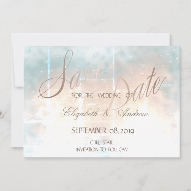 Elegante Chic Rose Gold Heart Wedding Speichern Si Save The Date (Vorderseite)