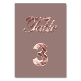 Elegante Chic Rose Gold Party Gäste Tischnummer 3