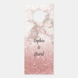 Elegante Chic Rose Goldmarmor Monogram Wedding Türanhänger