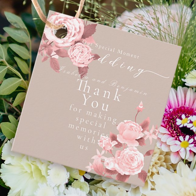 Elegante Chic Rose Hochzeit Geschenkanhänger (Lovely rose wedding design gift tag.)