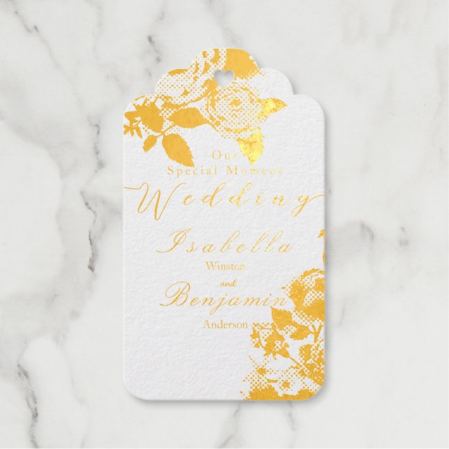 Elegante Chic Rose Hochzeit Geschenkanhänger (Vorderseite)