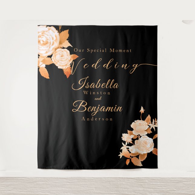 Elegante Chic Rose Hochzeit Wandteppich (Vorderseite)