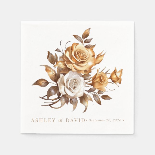 Elegante Chic-Rose | Romantische Engagement Serviette (Vorderseite)