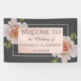 Elegante Chic Rosen, Florale Hochzeitsbanner Banner