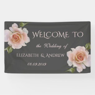 Elegante Chic Rosen Hochzeitsbanner Banner