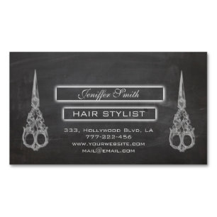 Elegante Chic-Schere Chalkboard-Haarstylistin Magnetische Visitenkarte
