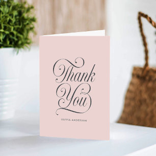 Elegante Chic Schrift Rosa Baby Shower Mädchen Dankeskarte