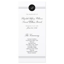 Elegante Chic Schwarz-weiß Monogram Wedding Progra