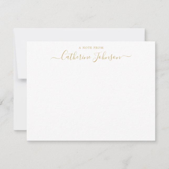 Elegante Chic Script Calligraphy A Note from Gold Mitteilungskarte (Vorderseite)