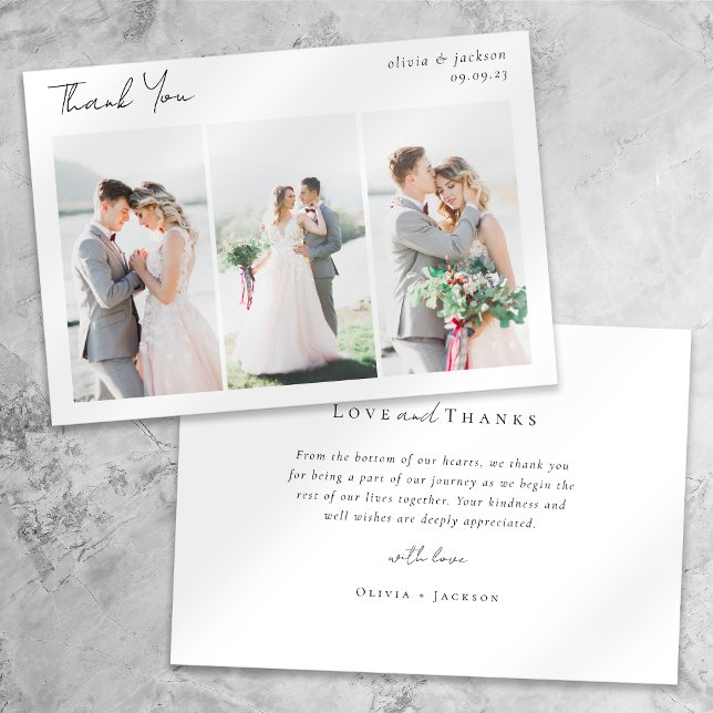 Elegante Chic Script Foto Collage Wedding Karte (Von Creator hochgeladen)