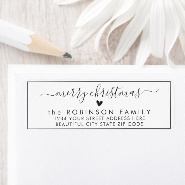 Elegante Chic Script Weihnachtsrückgabe-Adressetik (Insitu)