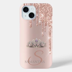 Elegante Chic Tiara Rose Gold Glitzer Tropfen Case-Mate iPhone Hülle