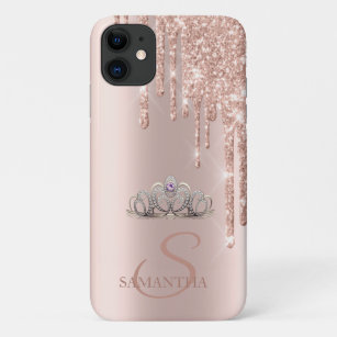 Elegante Chic Tiara Rose Gold Glitzer Tropfen Case-Mate iPhone Hülle