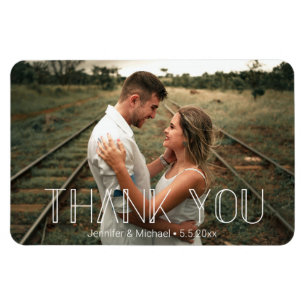 Elegante Chic-Typografie Hochzeitsfoto Danke Magnet