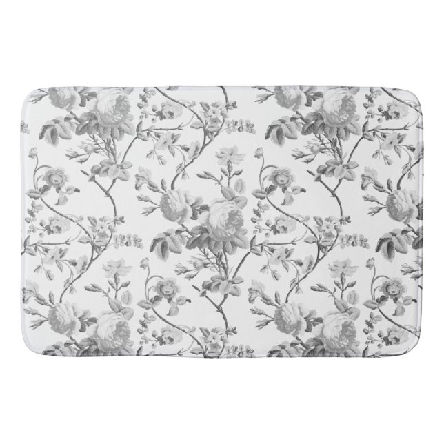 Elegante Chic Vintag Gray Rose Floral Badematte (Vorderseite)