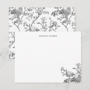 Elegante Chic Vintag Gray Rose Floral Mitteilungskarte