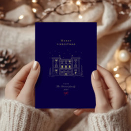 Elegante Chic Vintag Merlin Weihnachtskarte Feiertagskarte