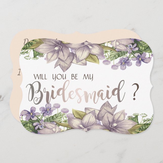 Elegante Chic Watercolor Blume Bridesmaid Card Einladung (Vorne/Hinten)