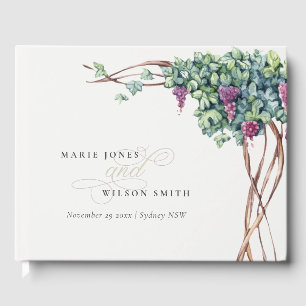Elegante Chic Watercolor Grapevine Foliage Hochzei Gästebuch