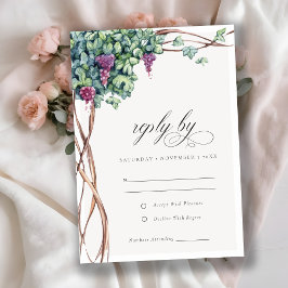 Elegante Chic Watercolor Grapevine Foliage Hochzei RSVP Karte