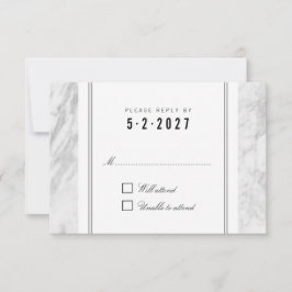 Elegante Chic White Gray Marble Wedding RSVP Card
