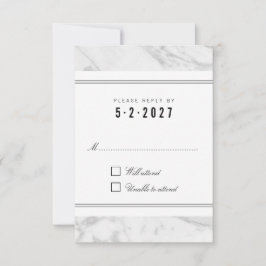 Elegante Chic White Gray Marble Wedding RSVP Card Karte