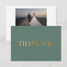 Elegante Chic WinterGreen Gold Danke Foto Card