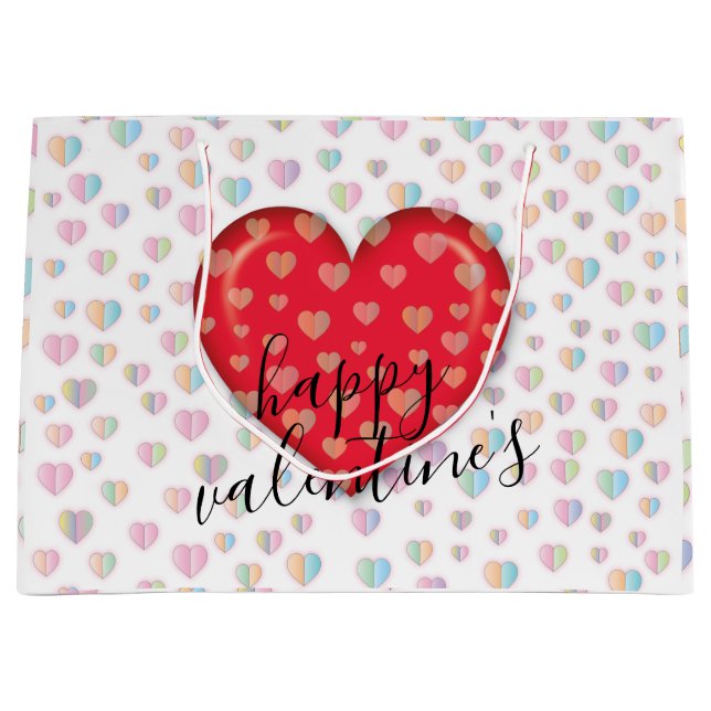 Elegante Chick Valentines Geschenktasche mit Herz Große Geschenktüte (Vorderseite)