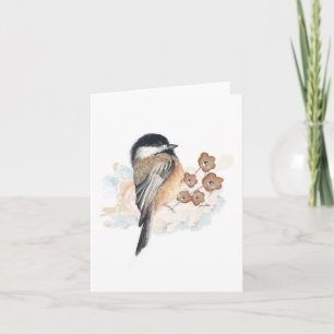 Elegante Chickadee Wasserfarbenkarte