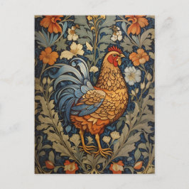 Elegante Chicken William Morris Inspiriert Postkarte