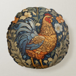 Elegante Chicken William Morris Inspiriert Rundes Kissen