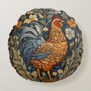 Elegante Chicken William Morris Inspiriert Rundes Kissen