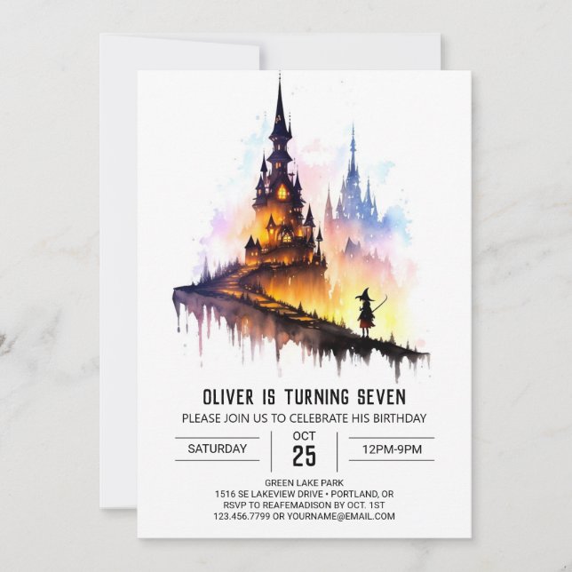 Elegante Children Wizard Geburtstag Einladung (Vorderseite)