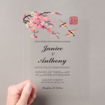 Elegante chinesische Blumen Vögel Hochzeit