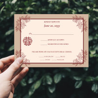Elegante chinesische Hochzeitsfeier RSVP Einladung