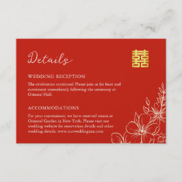 Elegante chinesische Hochzeitsskripte Rote Details Begleitkarte