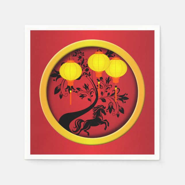 Elegante Chinesische Silvesterschlangen Serviette (Vorderseite)