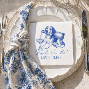 Elegante Chinoiserie-Beagle-Champagner-Hochzeit Serviette