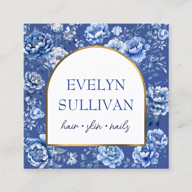 Elegante Chinoiserie-Blume Quadratische Visitenkarte (Vorderseite)