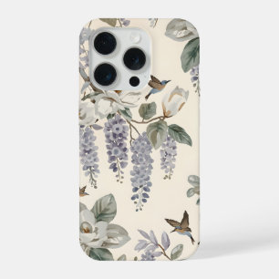 Elegante Chinoiserie Blumen & Vögel iPhone 15 Pro Hülle