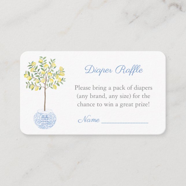 Elegante Chinoiserie Diaper Raffle Boy Baby Shower Begleitkarte (Vorderseite)