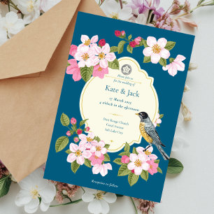 Elegante Chinoiserie Floral Bird Einladung zur Hoc