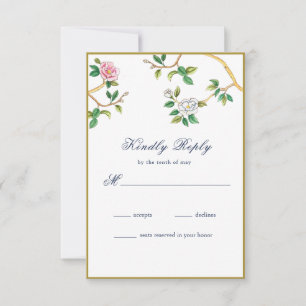 Elegante Chinoiserie Floral RSVP Card