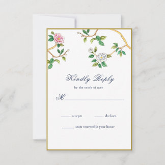 Elegante Chinoiserie Floral RSVP Card Karte