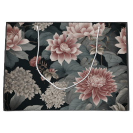 Elegante Chinoiserie Florals Gray Raspberry Große Geschenktüte