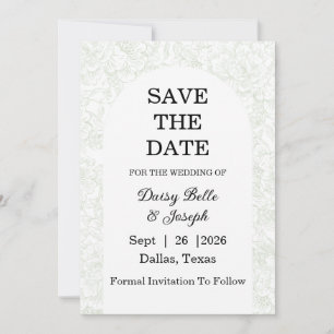 Elegante Chinoiserie Grüne Blumige Hochzeit Save The Date