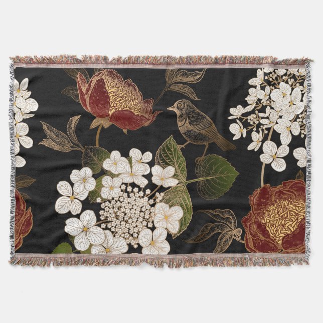 Elegante Chinoiserie Inspiriert Blumenblumen Decke (Vorderseite)