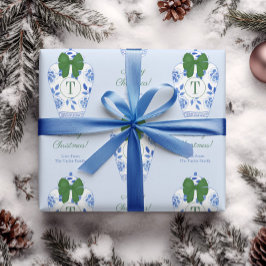 Elegante Chinoiserie Monogram Frohe Weihnachten Geschenkpapier