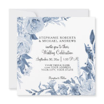 Elegante Chinoiserie Peony Floral Blue Wedding