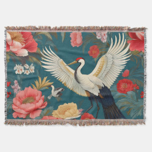 Elegante Chinoiserie-Pfingstrosen & Kranichvögel Decke